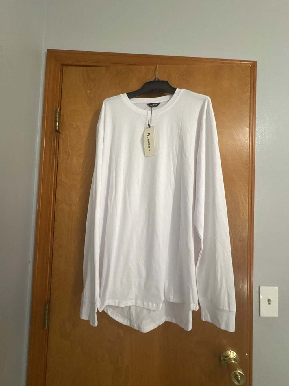 RJMIERR Men's Long Sleeve Crew Neck Shirt White Size XS